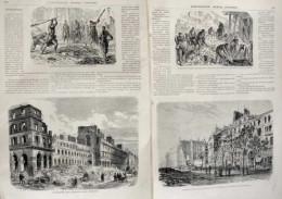 La Ministère Des Finances Après L'incendie - Aspect Actuel De La Rue Royale - Page Original Double 1871 - Historische Documenten