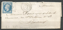 FRANCE ANNEE 1862 TP N° 22 SUR LETTRE DE BAREGES 17 AOUT 65 TB - 1862 Napoléon III