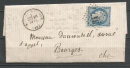 FRANCE ANNEE 1870 TP N° 37 SUR LETTRE DE SAINT AIGNANT SUR CHER  16 JUIL 71 TB - 1871-1875 Cérès