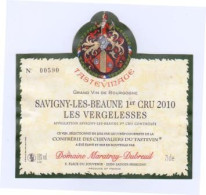 Etiquette " SAVIGNY LES BEAUNE 1er Cru 2010 - Les Vergelesses " Tastevinage  (2881)_ev431 - Bourgogne