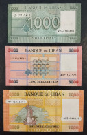 LIBAN LIBANON LEBANON - 1000 (2016) P90c / 5000 (2021) P91c / 10000 (2021) P92 Livres - UNC - Lebanon