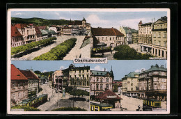 AK Oberleutensdorf / Litvinov, K. Henlein-Platz, E. Taschner-Platz, Schlossgasse, Waldsteinplatz  - República Checa