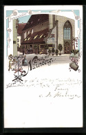 Lithographie Nürnberg, Strassenpartie Vor Dem Gasthaus Bratwurstglöcklein  - Nuernberg