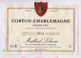 Etiquette " CORTON-CHARLEMAGNE Grand Cru 2015 "  (1725)_ev645 - Bourgogne