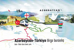 Azerbaijan Stamps 2017 Joint Issue Of Azerbaijan And Turkey. Baku-Tbilisi-Kars Railway - Eisenbahnen