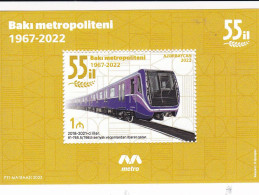 Azerbaijan Stamps 2022 “ Baku Metropoliten 55” Metro Subway Train - Trains