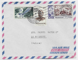 MADAGASCAR 15FR+15FR+ PA 15FR LETTRE COVER AVION TANANARIVE 8.11.1954 POUR SUISSE - Covers & Documents