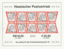 Privat Post HPV Hessischer Postvertriebs GmbH Grießen Kleinbogen Mi Nr 9 2000 Regionale Sehenswürdigkeiten 2 Auflage - Posta Privata & Locale