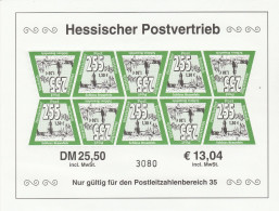 Privat Post HPV Hessischer Postvertriebs GmbH Grießen Kleinbogen Mi Nr 8 2000 Regionale Sehenswürdigkeiten 2 Auflage - Privé- & Lokale Post