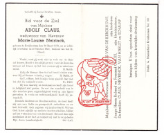 DP Adolf Claus ° Kruishoutem 1878 † 1949 X Marie Louise Neirinck // Van De Kerckhove Van Haelst Schamp - Andachtsbilder