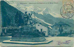 74 - Chamonix - Monument De Saussure Et Le Mont-Blanc - Oblitération Ronde De 1906 - Etat Pli Visible - CPA - Voir Scans - Chamonix-Mont-Blanc