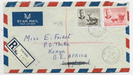 MAURITIUS 10C +1RUPEE LETTRE COVER AIR MAIL REC VACAOS 1952 TO KENYA - Mauricio (...-1967)