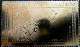 Space CHAD , 1971 Gold Metal Apollo 11 - Afrique