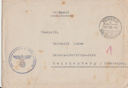 Deutsches Reich Feldpostbrief WK 2 Von Hohnstein über Bad Schandau 2 1943 Nach Reichenberg Sudetengau - Feldpost 2e Wereldoorlog