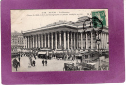 75 02 Paris 2eme  Paris La Bourse Carte Animée Tramway Attelage Autobus Automobiles - Other Monuments