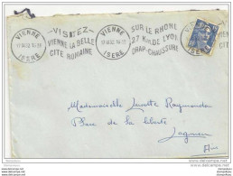145 - 68 - Lettre Envoyée De Vienne Isère - 1 Timbre Marianne De Gandon - Superbe Oblit Mécanique 1952 - 1945-54 Marianne (Gandon)