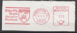 Motiv Getränke Bier Freistempel Briefstück Dortmund 1975 Ritter Pils - Beers
