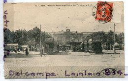 - 67 - LYON - Gare De Perrache Et Station De Tramways, épaisse, écrite,  1910, TBE, Scans.  . - Lyon 1