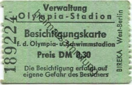 Deutschland - Berlin - Olympia-Stadion - Besichtigungskarte Für Das Olympia- Und Schwimmstadion - Preis DM -,30 - Biglietti D'ingresso