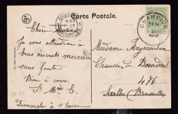 DDFF 660 -- Carte-Vue TP Armoiries T4R CHAMPION 1912 Vers Ixelles - COBA 25 EUR S/TP Détaché - 1893-1907 Armarios