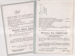 Faire-part Décès Dernier Bourgmestre De Moustier Et De Son épouse - Obituary Notices