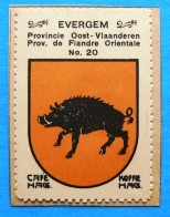 Oost Vlaanderen N020 Evergem Timbre Vignette 1930 Café Hag Armoiries Blason écu TBE - Tee & Kaffee