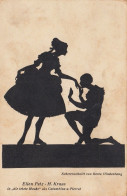 Silhouette Pierrot And Columbine Art Deco Old Postcard Signed Berta Hindenlang - Siluette