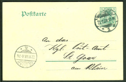 ST. GOAR 1908 GANZSACHE 5Pf-Germania + AK-o St.Goar Aus + Orts-o Wiesbaden - Cartes Postales