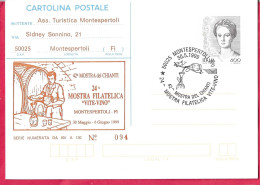 REPIQUAGE - ANNULLO SPECIALE "MONTESPERTOLI (FI)*30.5.1999*/42^ MOSTRA DEL CHIANTI-24^ MOSTRA FILATELICA VITE-VINO" - Stamped Stationery