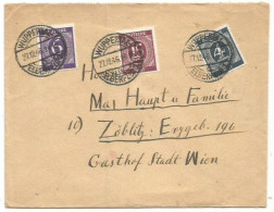 Germany Allied Occ. Regular Numbers Pf.15 Brown/lilac + Pf.6+pf.4 Cover Wuppertal 27dec1946 X Wien - Covers & Documents