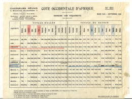 COTE OCCIDENTALE D'AFRIQUE / HORAIRE DES PAQUEBOTS - MARS 1935 - SEPTEMBRE 1935 - Monde