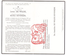 DP Leon De Wilde ° Kruishoutem 1893 † 1955 X Bertha Devenijns - Images Religieuses