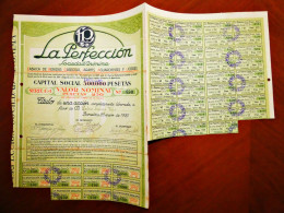 La Perfection SA, Beverages, Barcelona 1921 Share Certificate - Other & Unclassified