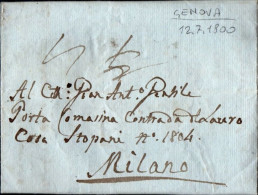 B10 - LETTERA  PREFILATELICA DA GENOVA A MILANO 1800 - 1. ...-1850 Prephilately