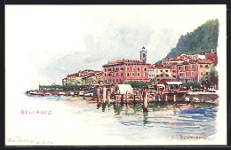 Artista-Cartolina Bellagio, Ortspanorama, Um 1900  - Autres & Non Classés