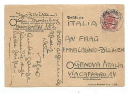 Germany Allied Occ. Regular OVPT Posthorns Pf.30 Solo Pcard 31jul1948 X Italy - Variety Incomplete OVPT Horns - Cartas & Documentos