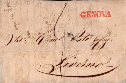 B11 - LETTERA  PREFILATELICA DA GENOVA A LIVORNO 1835 - ...-1850 Voorfilatelie