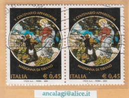 USATI ITALIA 2004 - Ref.0941A "APPARIZIONI MADONNA DI TIRANO" 1 Val. In Coppia - - 2001-10: Oblitérés