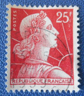 1011C France 1955 59 Oblitéré Marianne De Muller 25f Rouge - Used Stamps