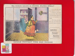 EAU MINERALE Couzan  Source Brault Chromo  Dos Analyse Chimique Coup Revolver Bouchon Bouteille Couple - Autres & Non Classés