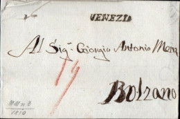 B15 - LETTERA PREFILATELICA DA VENEZIA A BOLZANO 1810 - NAPOLEONICA - ...-1850 Voorfilatelie