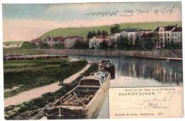 TRÈS BELLE CPA 1903 : SAARBRÜCKEN - PARTIE AN DER SAAR M.D. WINTERBERG - BELLE VUE SUR PÉNICHES - SARREBRUCK - ALLEMAGNE - Chiatte, Barconi