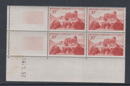 France  N° 841A XX  Saint-Bertrand-de-Comminges En Bloc De 4 Coin Daté Du  14 / 1 / 52 ;  Sans Charnière, TB - 1940-1949