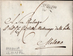 B16 - LETTERA PREFILATELICA DA BRESCIA A MILANO 1832 - 1. ...-1850 Prephilately