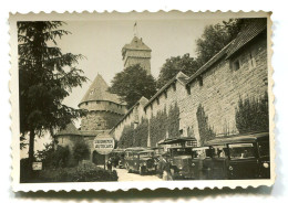 Photographie Privée Autocars Autobus Château Du Haut Koengisbourg Années 1920 - Automobiles
