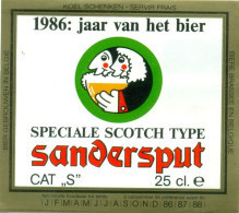 Oud Etiket Bier Speciale Scotch Type Sandersput - 1986 : Jaar Van Het Bier - Brouwerij / Brasserie Sandersput Te Ninove - Beer