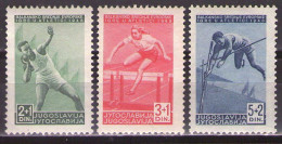 Yugoslavia 1948 Projected Balkan Games - Athletics, Mi 557-559 - MNH**VF - Nuevos