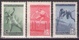 Yugoslavia 1948 Projected Balkan Games - Athletics, Mi 557-559 - MNH**VF - Neufs