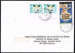 Benin Local Cover 2022 - Surcharge Overprint Mi 1113 Sc 1021A 1 Bar + Mi L 462 Sc C370 Munich Olympics - Bénin – Dahomey (1960-...)