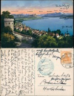 Überlingen Bodensee Panorama, Zensur-/Geprüft-Stempel 1. WK 1917 - Ueberlingen